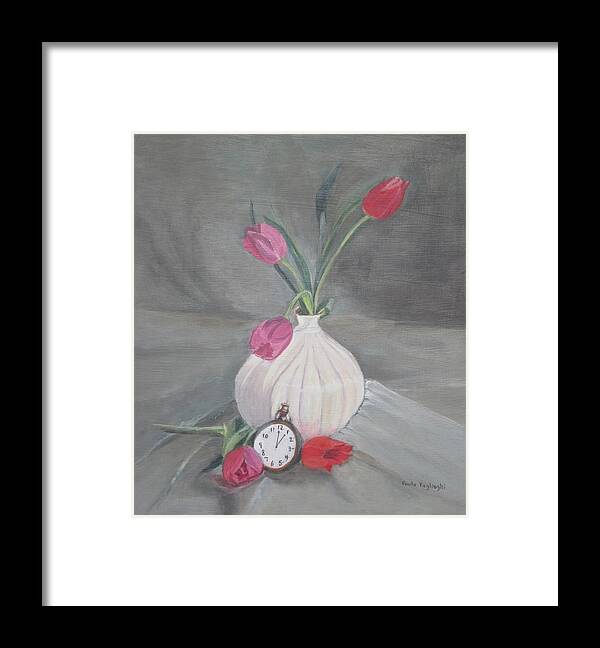 Tulips Framed Print featuring the painting Time For Spring by Paula Pagliughi