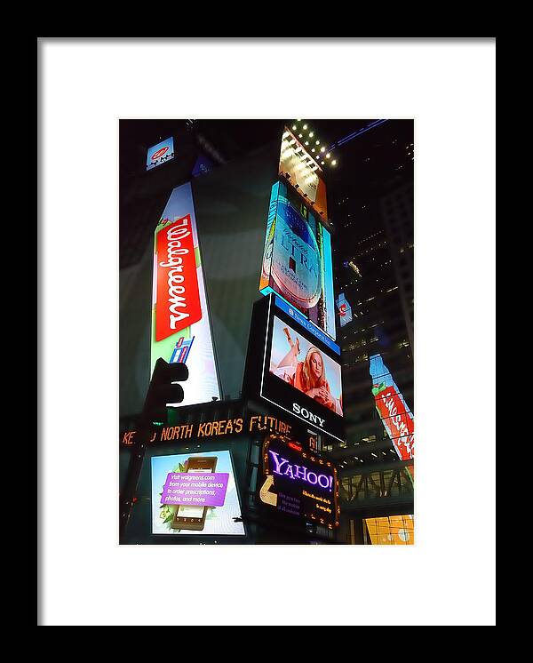 Ads Framed Print featuring the photograph Times Square Ads by Jim Hughes
