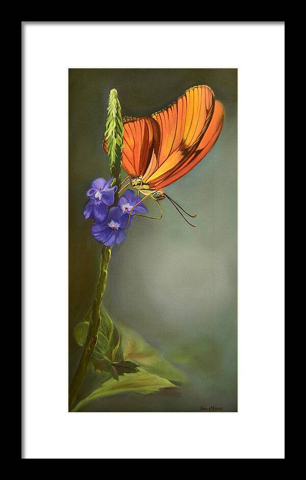 Butterfly Framed Print featuring the painting Tiny Dancer by Stella Marin