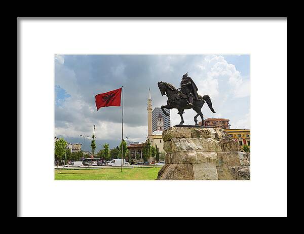 Albania Framed Print featuring the photograph Tirana, Albania. Skanderbeg Square by Ken Welsh