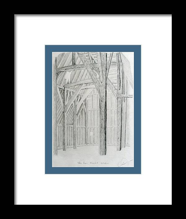 Black And White Framed Print featuring the drawing Tithe Barn by Rod Jones