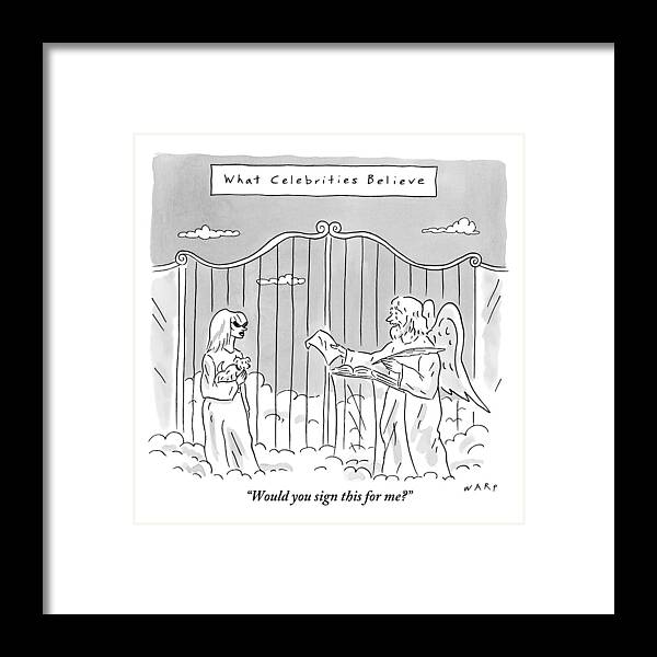 Title: Caption: St. Peter Framed Print featuring the drawing Title: What Celebrities Believe. A Celebrity by Kim Warp