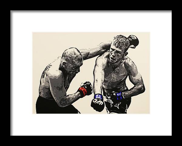 Championship Framed Print featuring the painting TJ Dillashaw vs. Barao by Geo Thomson