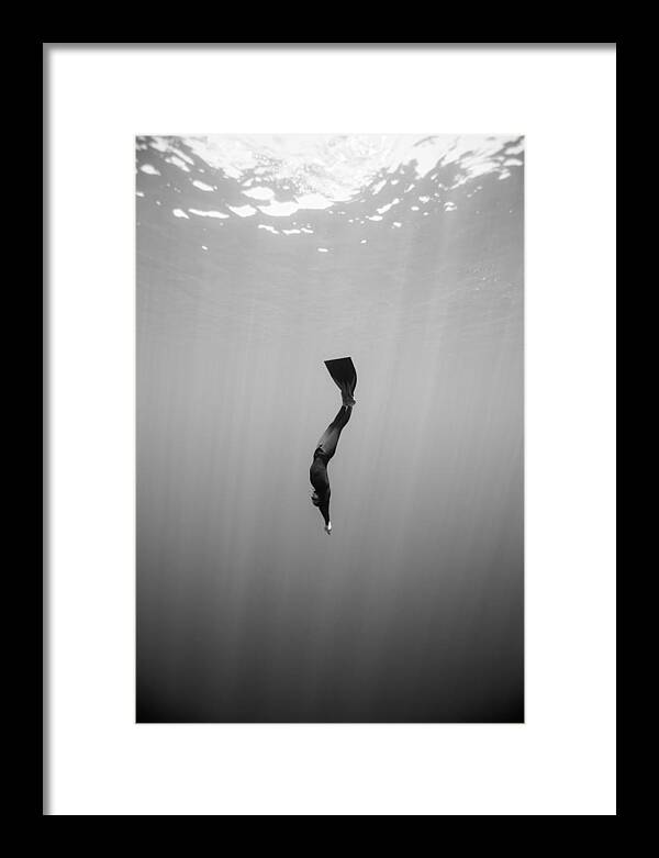 Freediving Framed Print featuring the photograph To the Depths by One ocean One breath
