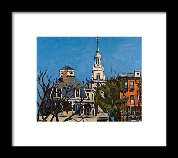 Boston Framed Print featuring the painting To the Heights by Deb Putnam