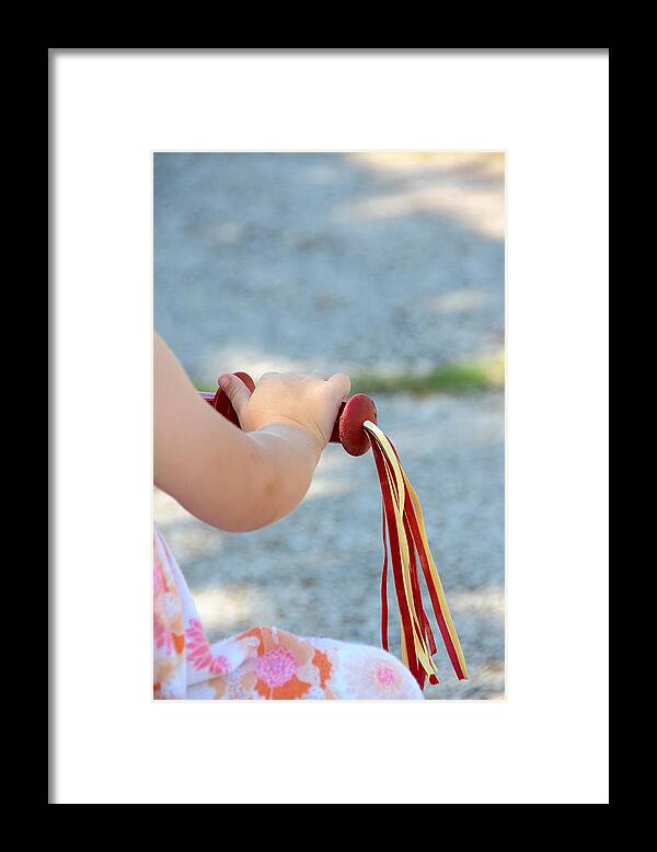Toddler Framed Print featuring the photograph Toddler hand on a tricycle by Jessica Lynn Culver