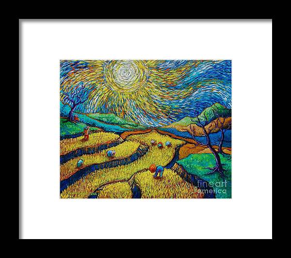 Paul Hilario Framed Print featuring the painting Toil Today Dream Tonight diptych painting number 1 after Van Gogh by Paul Hilario