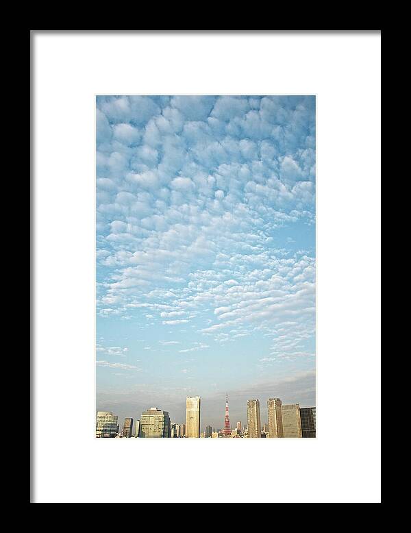 Tokyo Tower Framed Print featuring the photograph Tokyo Tower With Cirrocumulus Cloud by Keiko Iwabuchi