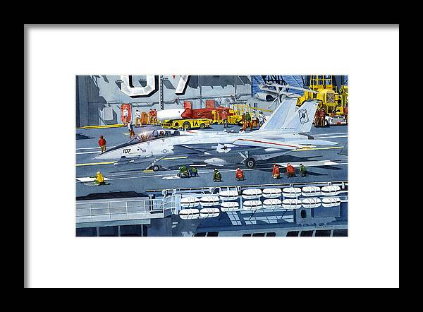 Military Framed Print featuring the painting Tomcat Launch by Douglas Castleman