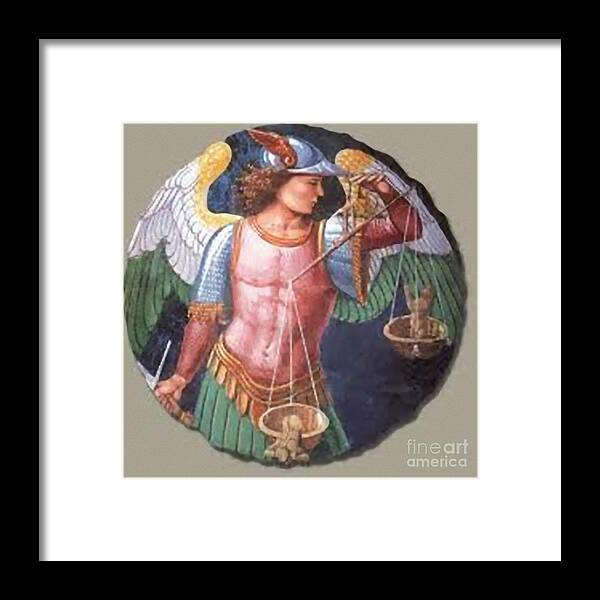 Round Framed Print featuring the painting Tondo by Archangelus Gallery