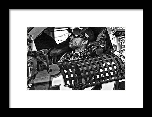 Tony Stewart Framed Print featuring the photograph Tony Stewart Focuses by Kevin Cable