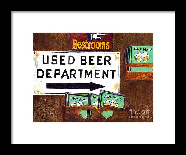 Beer Framed Print featuring the painting Too Many Suds by Karen Fleschler