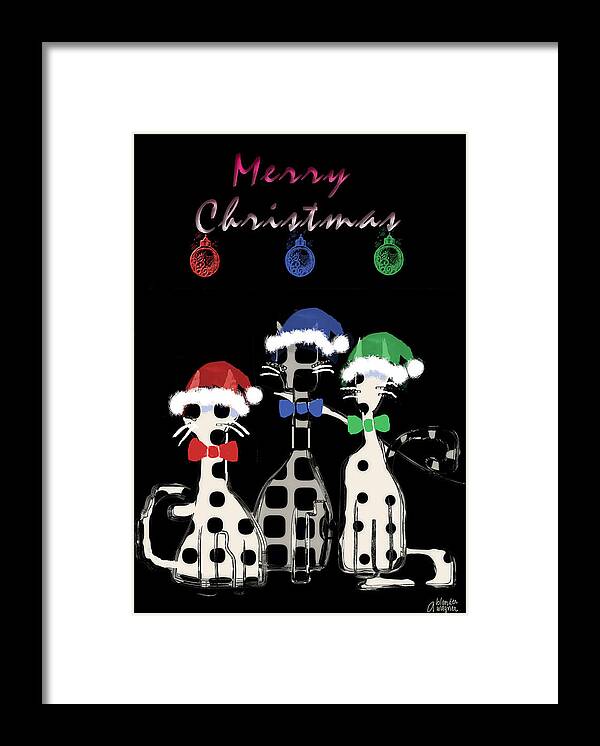 Cat Framed Print featuring the digital art Toon Cats Christmas by Arline Wagner