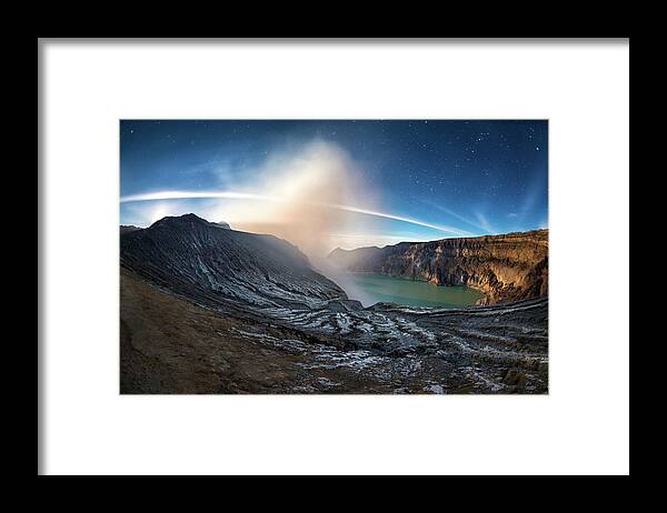 Crater Lake Framed Print featuring the photograph Top Of Crater Lake, Kawah Ijen by Santi Sukarnjanaprai