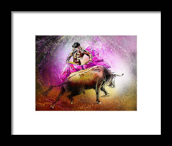 Animals Framed Print featuring the painting Toroscape 38 by Miki De Goodaboom