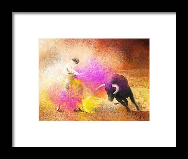 Bullfight Framed Print featuring the painting Toroscape 55 by Miki De Goodaboom
