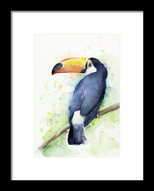 Watercolor Toucan Framed Print featuring the painting Toucan Watercolor by Olga Shvartsur