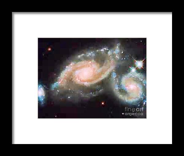 Cosmos Framed Print featuring the digital art Touching Galaxies by Steven Pipella