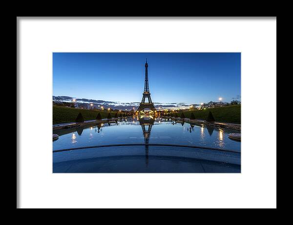 Tranquility Framed Print featuring the photograph Tour Eiffel during the blue hour by PEC Photo