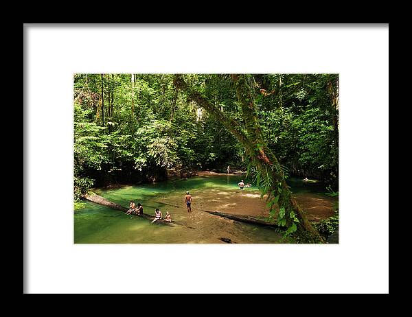 Island Of Borneo Framed Print featuring the photograph Tourists Enjoying Dip In Swimming Hole by Anders Blomqvist