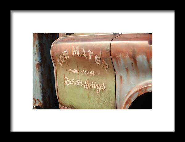Disney California Adventure Park Framed Print featuring the photograph Tow Mater by Michael Albright