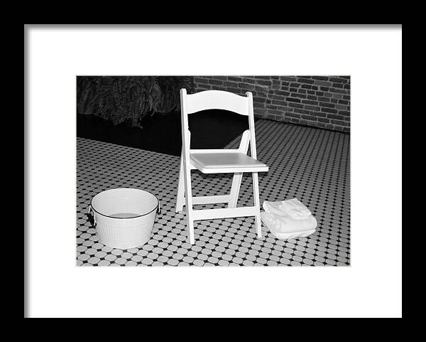 Black Framed Print featuring the photograph Towel and Basin by Bob Sample