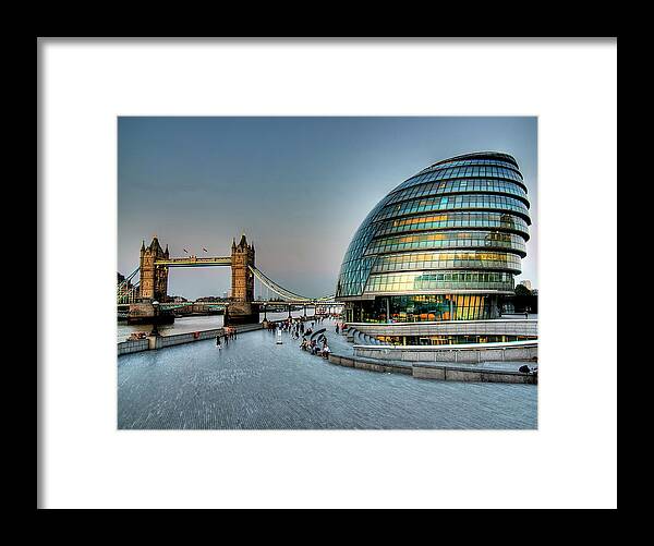 Gla Building Framed Print featuring the photograph Tower Bridge And City Hall by Photo Art By Mandy