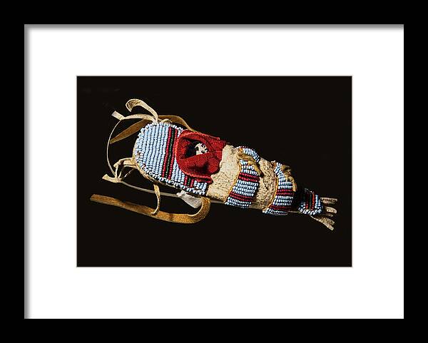 19th Century Framed Print featuring the photograph Toy Cradleboard With Doll, Plains Indian by Millard H. Sharp