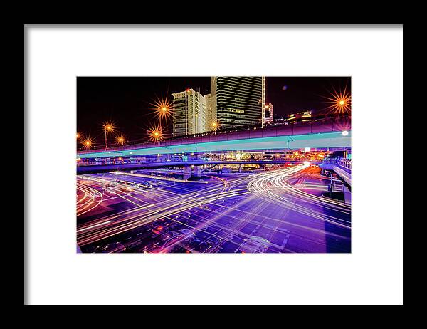 Outdoors Framed Print featuring the photograph Tracks Of Light 02 by Welcome To Buy The Image If You Like It!