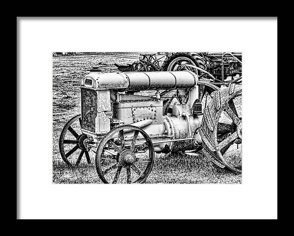 Black And White Framed Print featuring the photograph Tractor by Ron Roberts