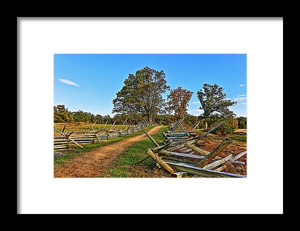 Gettysburg Framed Print featuring the photograph Trail Along Gettysburg Battlefield by SCB Captures