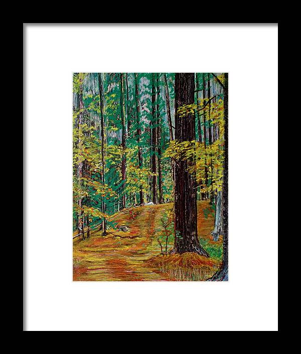 Realism Framed Print featuring the pastel Trail At Wason Pond by Sean Connolly