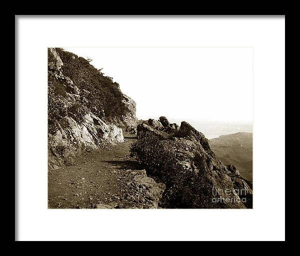 Mt. Tamalpais Framed Print featuring the photograph Trail on Mt. Tamalpais Marin Co California circa 1902 by Monterey County Historical Society
