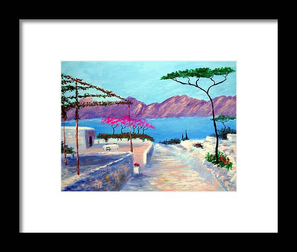 Trails Of Greece Framed Print featuring the painting Trails Of Greece by Larry Cirigliano