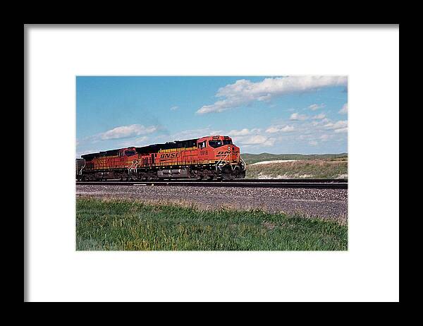 Train Framed Print featuring the photograph Train Engines on the Prairie by HW Kateley