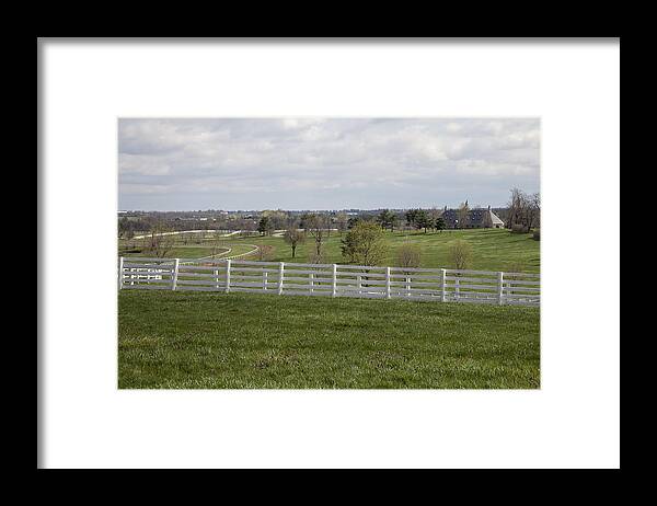 Animal Framed Print featuring the photograph Training Barn and turf track by Jack R Perry