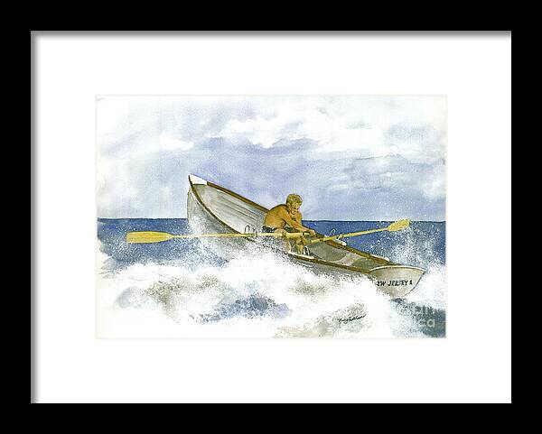 Lifeguard Boat Framed Print featuring the painting Training by Nancy Patterson