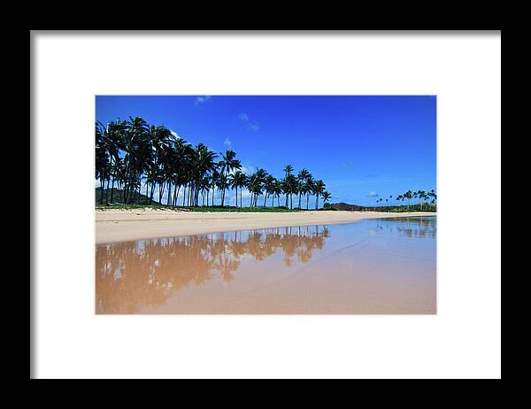 Water's Edge Framed Print featuring the photograph Tranquil Nacpan Beach by Photo By Elvera Venus Tandog