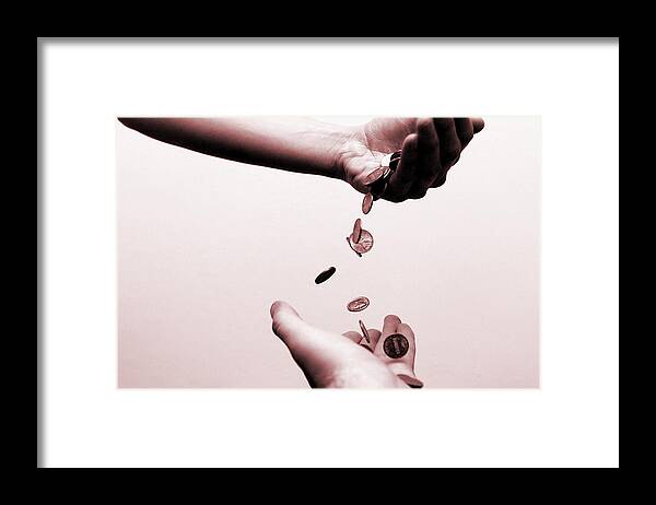 Coin Framed Print featuring the photograph Transfer of Wealth - Financial Concepts by Jitalia17