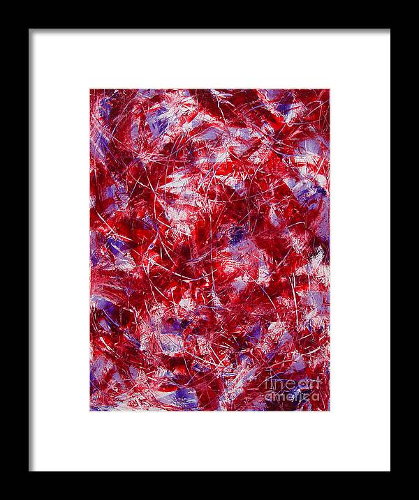 Abstract Framed Print featuring the painting Transitions with White Red and Violet by Dean Triolo