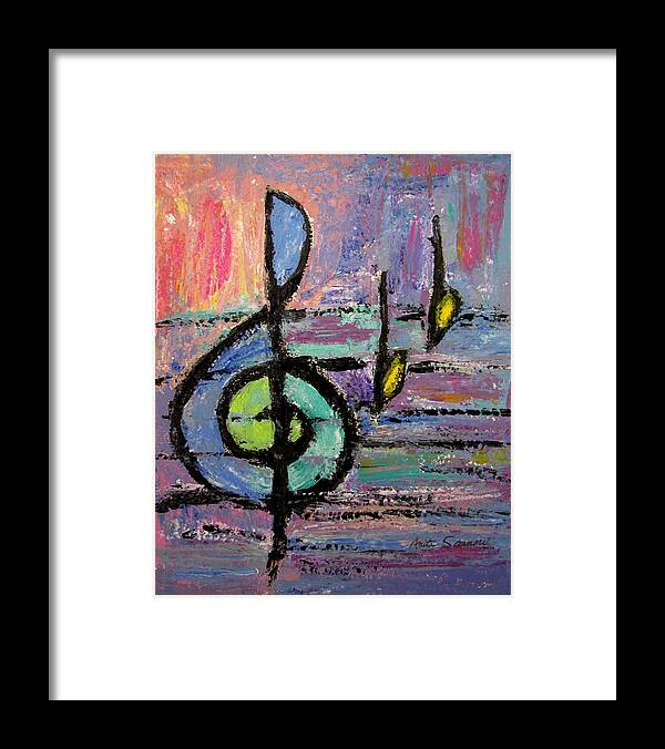Music Framed Print featuring the painting Treble Clef by Anita Burgermeister