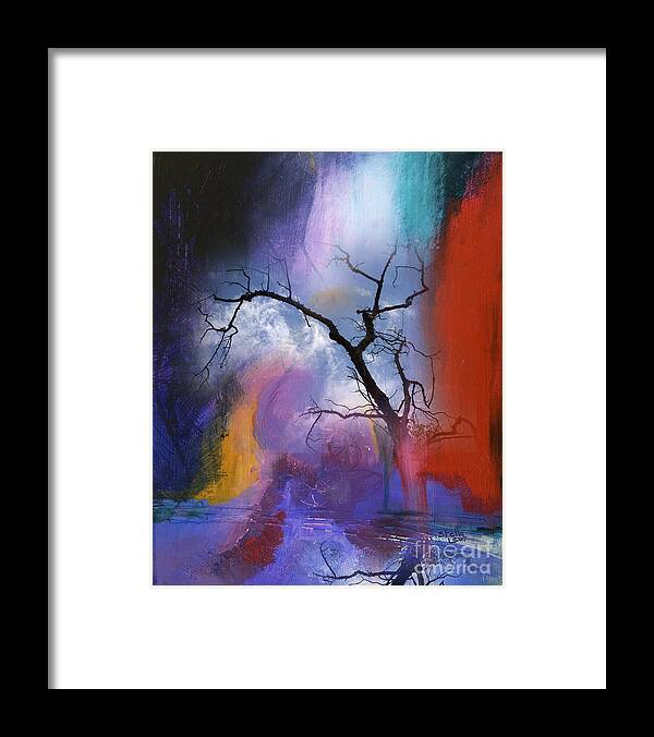Tree Framed Print featuring the painting Storm and tree by Stella Levi