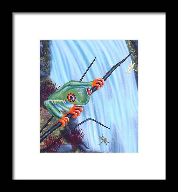 Tree Frog Framed Print featuring the painting Tree Frog by Darren Robinson