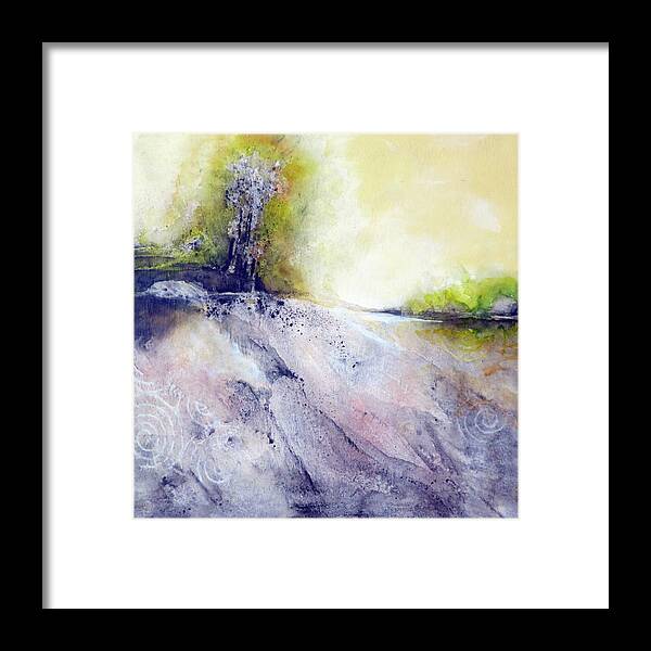 Art Framed Print featuring the painting Tree Growing On Rocky Riverbank by Ikon Ikon Images