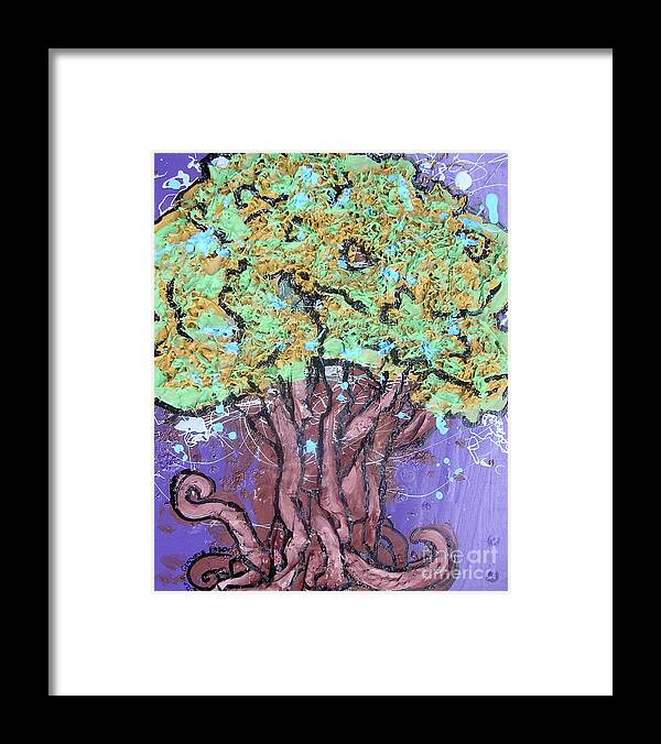 Tree Framed Print featuring the painting Tree In Three Dee by Genevieve Esson