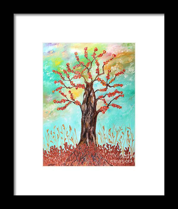 Loredana Messina Framed Print featuring the painting Tree of joy by Loredana Messina