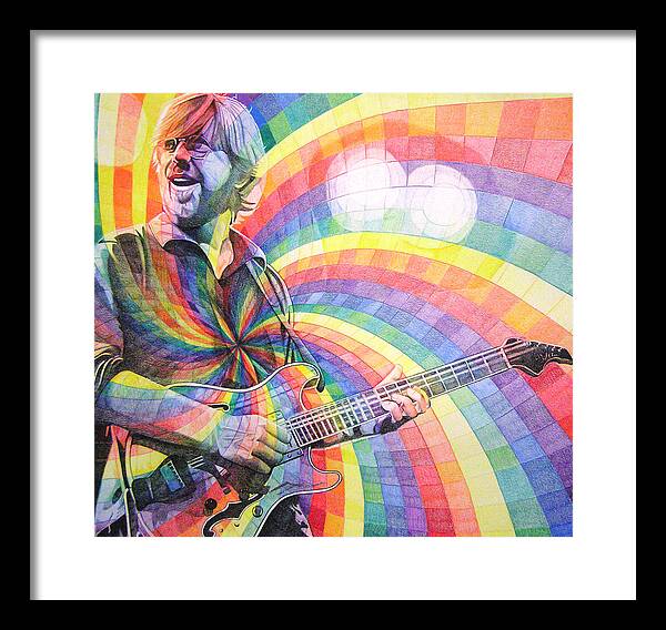 Phish Framed Print featuring the drawing Trey Anastasio Rainbow by Joshua Morton
