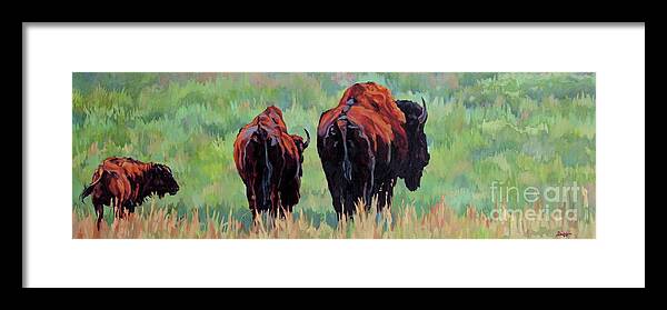 Bison Framed Print featuring the painting TRI by Patricia A Griffin