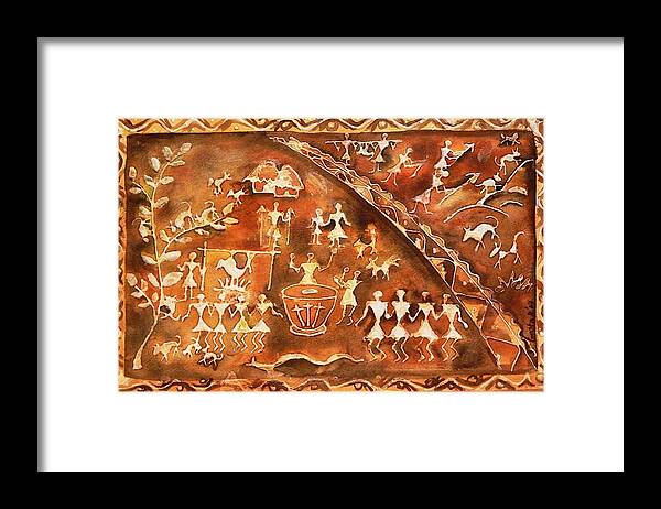 India Framed Print featuring the painting Tribal Art by Geeta Yerra