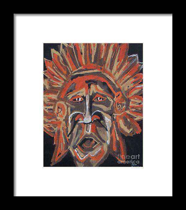 Abstract Figure Drawings Framed Print featuring the drawing Tribesman by Jon Kittleson